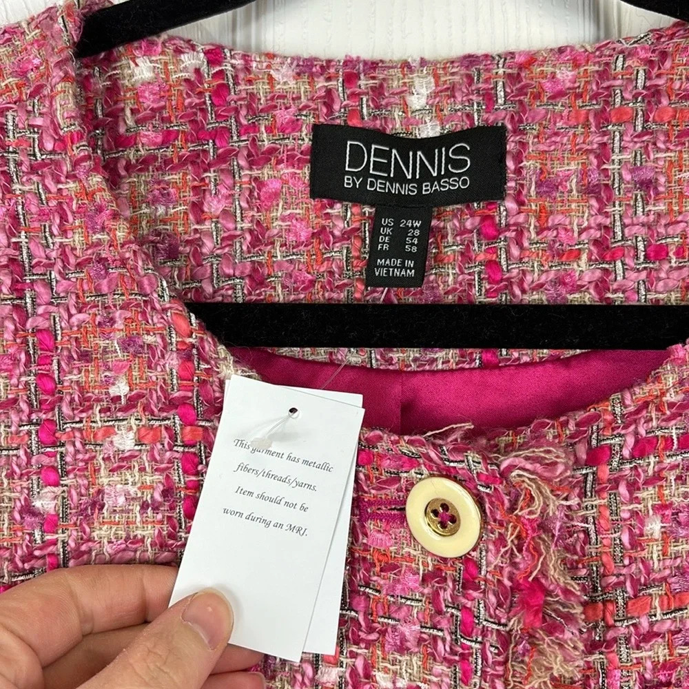 NWT Dennis Basso pink tweed button down jacket sz 24W - Picture 3 of 9